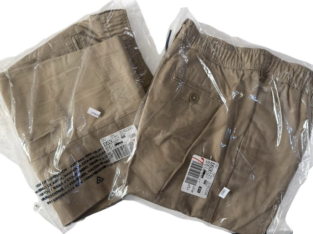 Lands End Boys 8 HUSKY Elastic Waist Khaki Pants LOT (26W/23"+23.5"L ) #7359